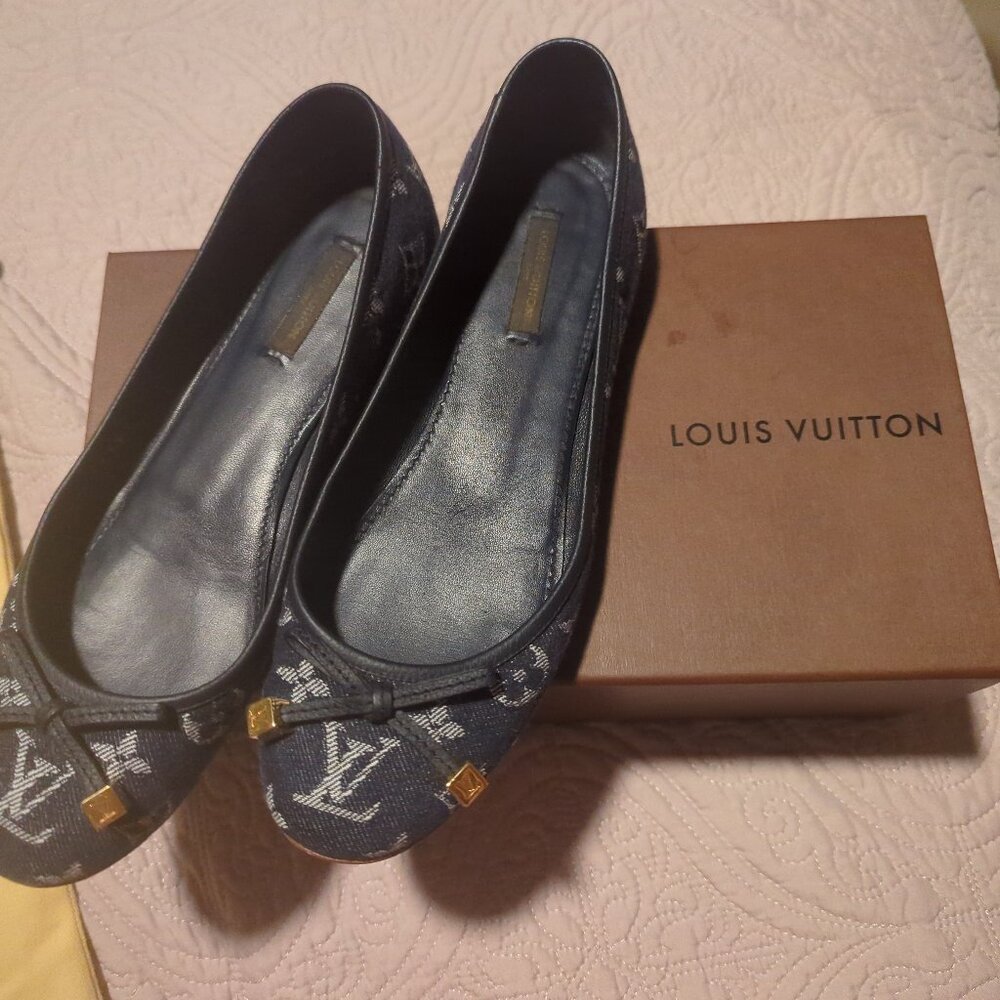 Louis Vuitton Denim LV Monogram Ballet Flats